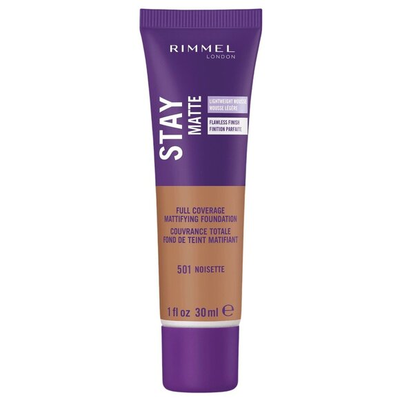 Rimmel London 501 Noisette Stay Matte Full Coverage Foundation 1 Fl Oz 30 mL - Picture 1 of 4
